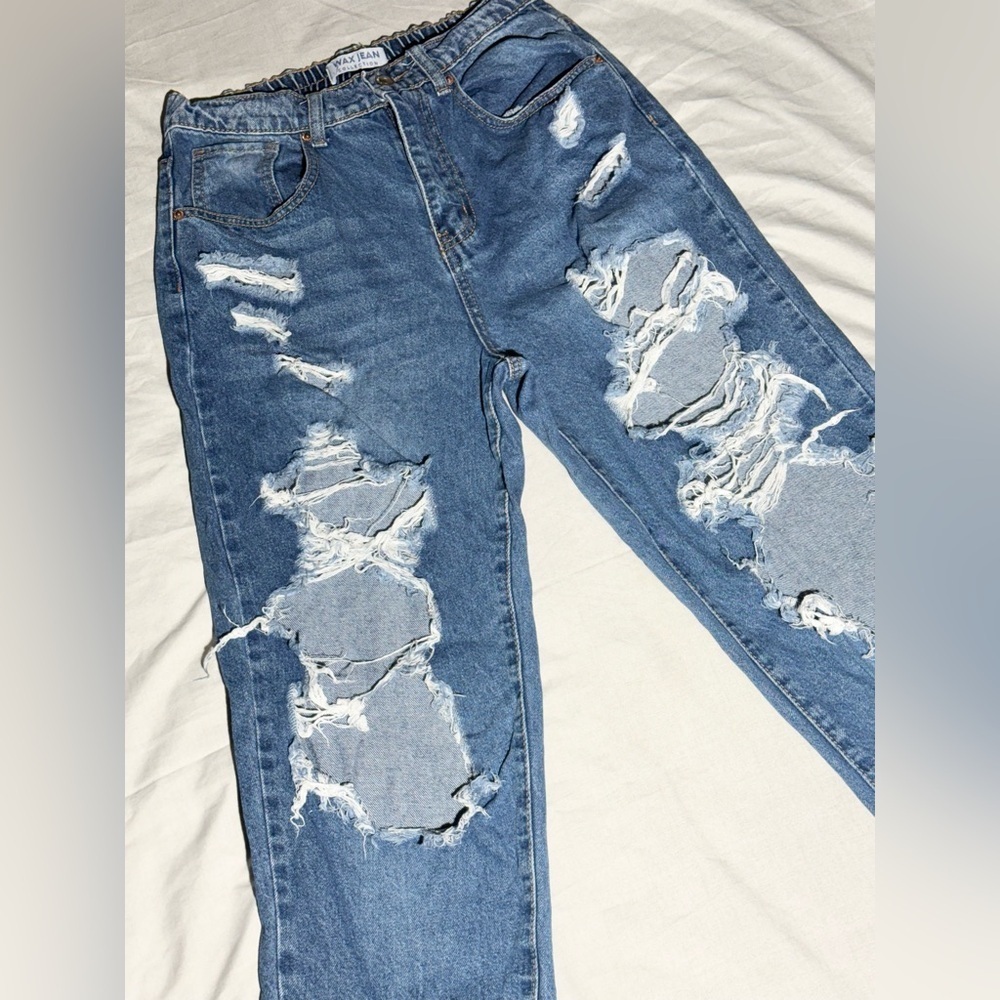 Wax Jean Collection Super Distressed High Rise Y2K Style Size M - Picture 5 of 16